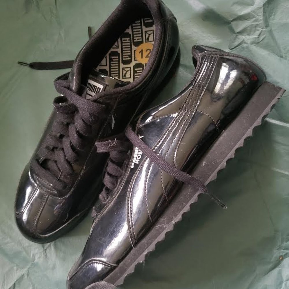 PUMA Shine Lace Up Sneakers Shoes Casual - Black